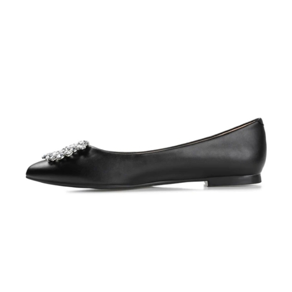 Journey Collection Chic Renzo Black Flats With Crystal Embellishment Size 8.5W - Picture 4 of 11